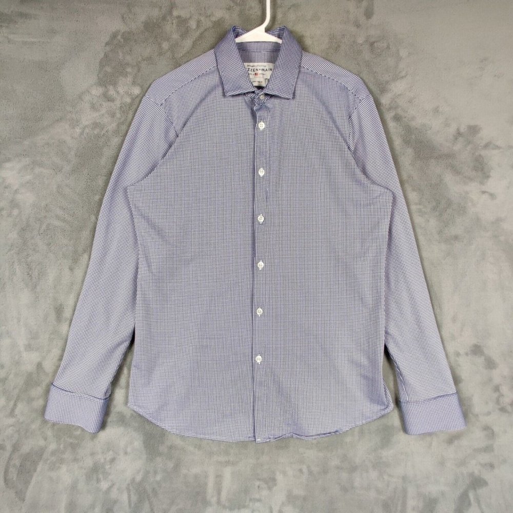 Mizzen+Main Shirt Adult Large Trim Fit Blue White Button Up Spinnaker Casual Men